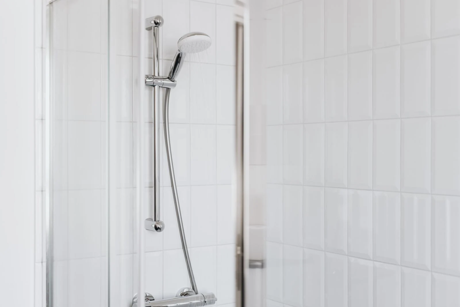 Adjustable shower head and rail