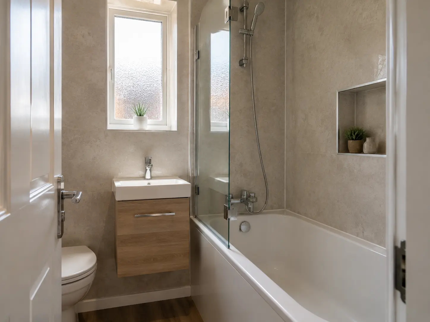 Small bathroom with a space-saving layout